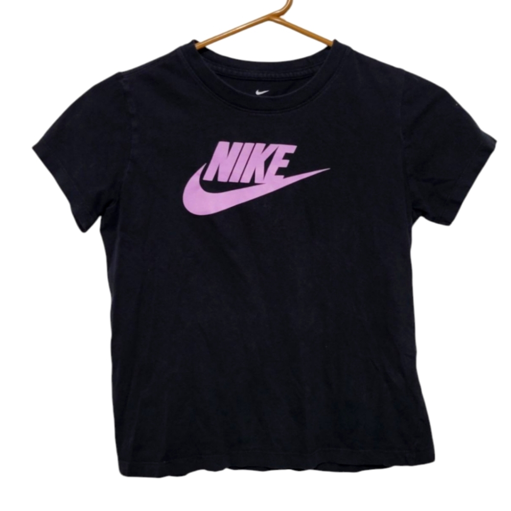 Nike Black Graphic T-Shirt With Purple Lettering Medium